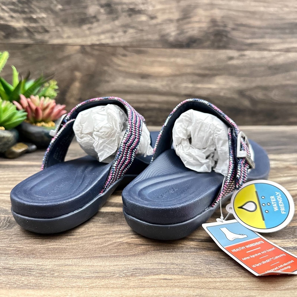 NIB Aetrex Rita 39 8.5 Thong Sandal Flip Flops Navy AE875 - Picture 9 of 12